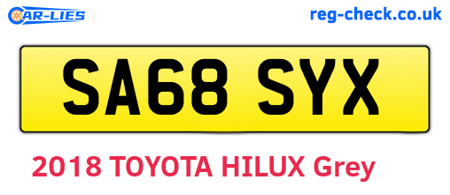 SA68SYX are the vehicle registration plates.
