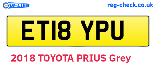 ET18YPU are the vehicle registration plates.