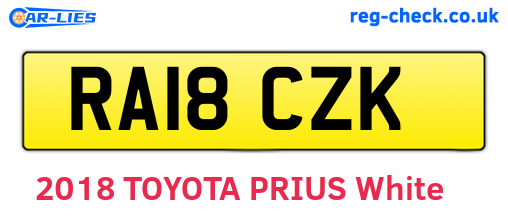RA18CZK are the vehicle registration plates.