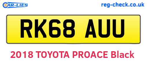 RK68AUU are the vehicle registration plates.