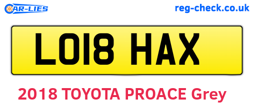 LO18HAX are the vehicle registration plates.