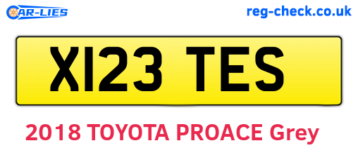 X123TES are the vehicle registration plates.