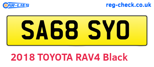SA68SYO are the vehicle registration plates.