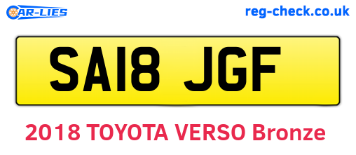 SA18JGF are the vehicle registration plates.