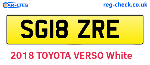 SG18ZRE are the vehicle registration plates.