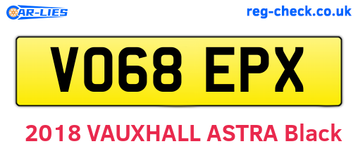 VO68EPX are the vehicle registration plates.