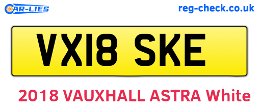 VX18SKE are the vehicle registration plates.