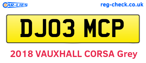 DJ03MCP are the vehicle registration plates.