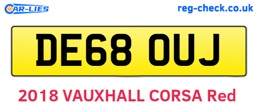 DE68OUJ are the vehicle registration plates.
