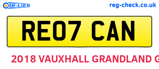 RE07CAN are the vehicle registration plates.