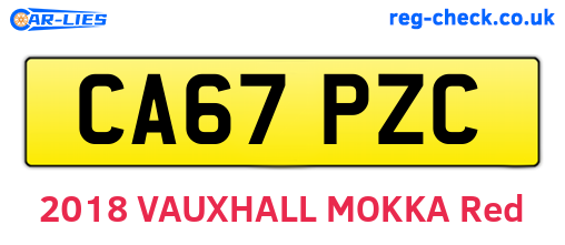 CA67PZC are the vehicle registration plates.