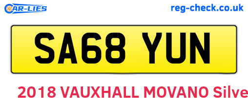 SA68YUN are the vehicle registration plates.