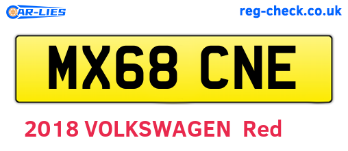 MX68CNE are the vehicle registration plates.
