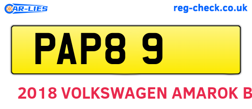 PAP89 are the vehicle registration plates.