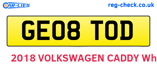 GE08TOD are the vehicle registration plates.
