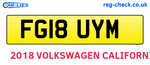 FG18UYM are the vehicle registration plates.
