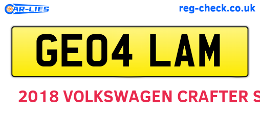 GE04LAM are the vehicle registration plates.