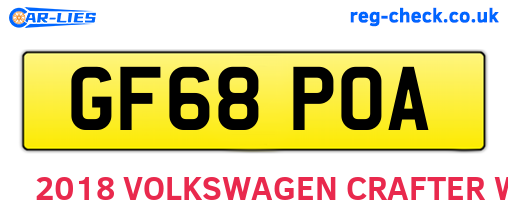 GF68POA are the vehicle registration plates.