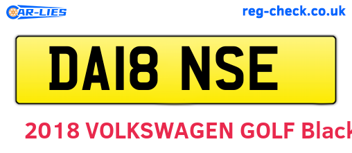 DA18NSE are the vehicle registration plates.