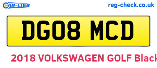 DG08MCD are the vehicle registration plates.