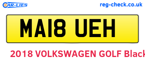 MA18UEH are the vehicle registration plates.