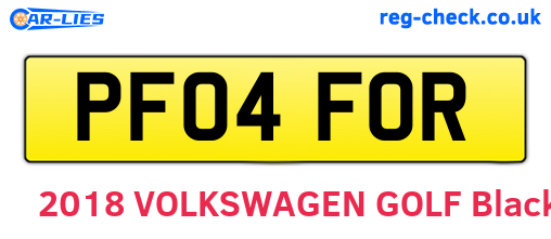 PF04FOR are the vehicle registration plates.