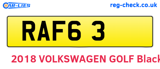 RAF63 are the vehicle registration plates.