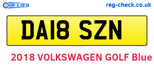 DA18SZN are the vehicle registration plates.
