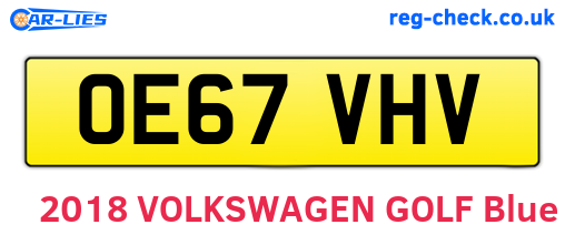 OE67VHV are the vehicle registration plates.