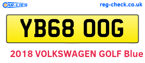 YB68OOG are the vehicle registration plates.