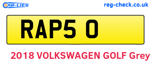 RAP50 are the vehicle registration plates.