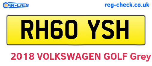 RH60YSH are the vehicle registration plates.