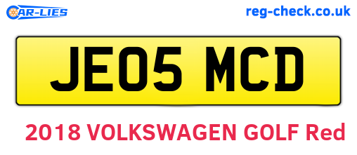 JE05MCD are the vehicle registration plates.
