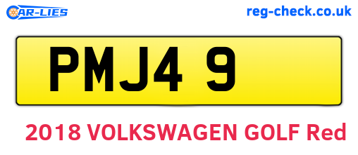 PMJ49 are the vehicle registration plates.