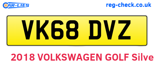 VK68DVZ are the vehicle registration plates.