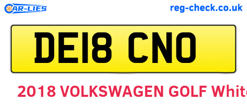 DE18CNO are the vehicle registration plates.