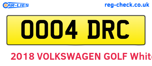 OO04DRC are the vehicle registration plates.