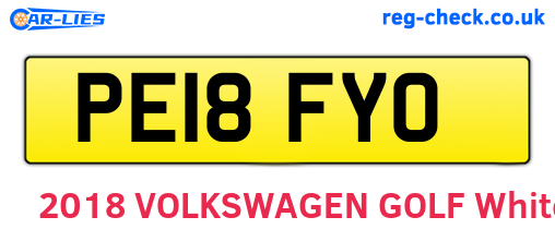 PE18FYO are the vehicle registration plates.