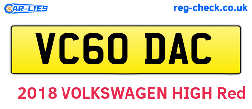 VC60DAC are the vehicle registration plates.