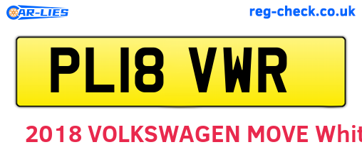 PL18VWR are the vehicle registration plates.