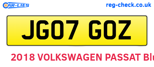 JG07GOZ are the vehicle registration plates.