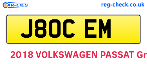 J80CEM are the vehicle registration plates.