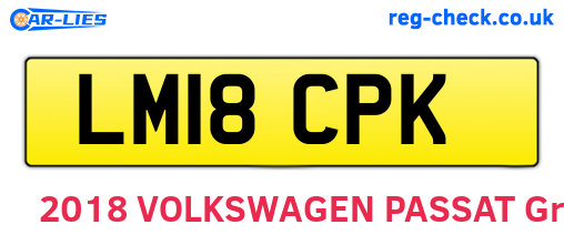 LM18CPK are the vehicle registration plates.