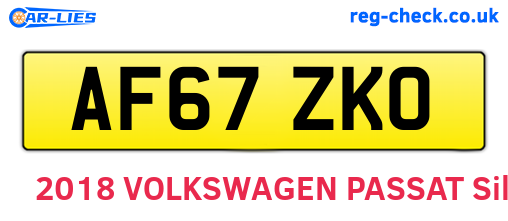AF67ZKO are the vehicle registration plates.