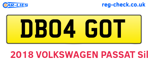 DB04GOT are the vehicle registration plates.
