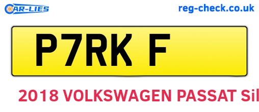 P7RKF are the vehicle registration plates.