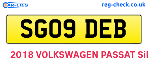 SG09DEB are the vehicle registration plates.