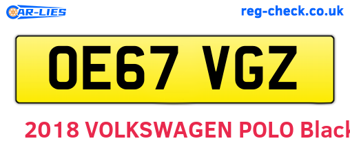 OE67VGZ are the vehicle registration plates.