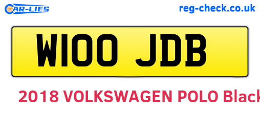 W100JDB are the vehicle registration plates.