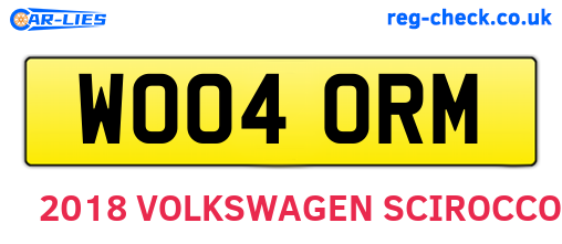 WO04ORM are the vehicle registration plates.